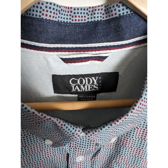 Colby Davis Mens Button Down Shirt Short Sleeve Gray Patterned Casual Size XXL - Picture 4 of 4